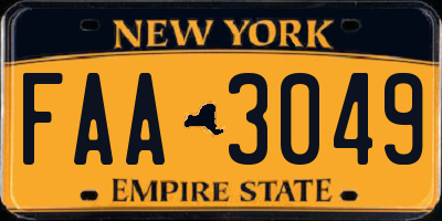 NY license plate FAA3049