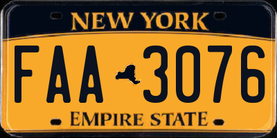NY license plate FAA3076
