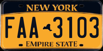 NY license plate FAA3103
