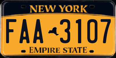NY license plate FAA3107