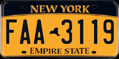 NY license plate FAA3119