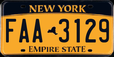 NY license plate FAA3129