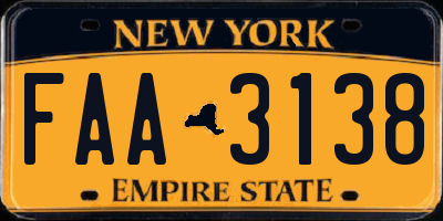 NY license plate FAA3138