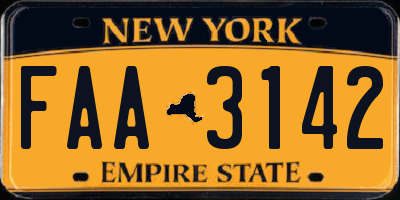 NY license plate FAA3142