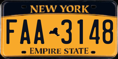 NY license plate FAA3148