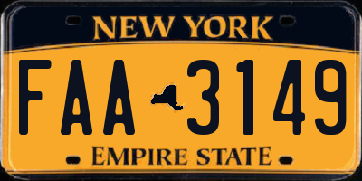 NY license plate FAA3149