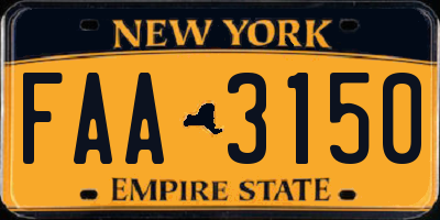 NY license plate FAA3150