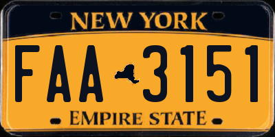 NY license plate FAA3151