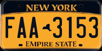 NY license plate FAA3153