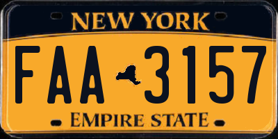 NY license plate FAA3157
