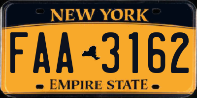 NY license plate FAA3162