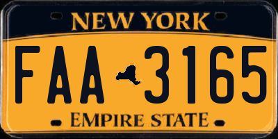 NY license plate FAA3165