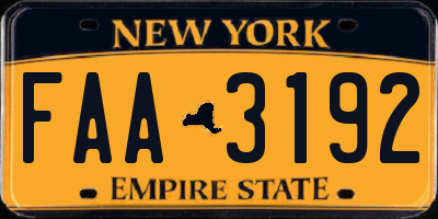 NY license plate FAA3192