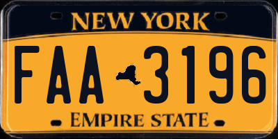 NY license plate FAA3196