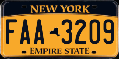 NY license plate FAA3209
