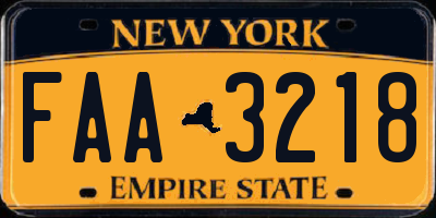 NY license plate FAA3218