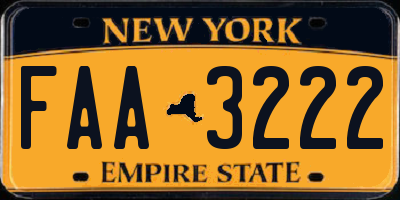 NY license plate FAA3222