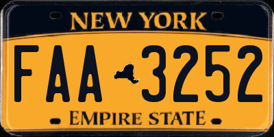 NY license plate FAA3252