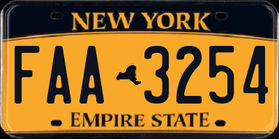 NY license plate FAA3254