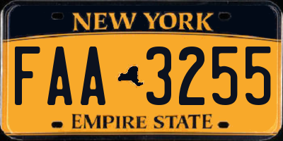 NY license plate FAA3255