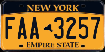 NY license plate FAA3257