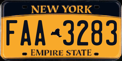 NY license plate FAA3283