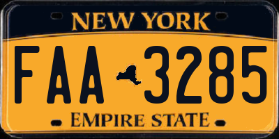 NY license plate FAA3285