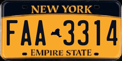 NY license plate FAA3314
