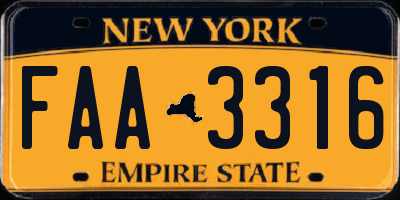 NY license plate FAA3316