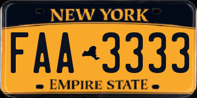 NY license plate FAA3333