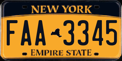 NY license plate FAA3345
