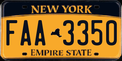NY license plate FAA3350