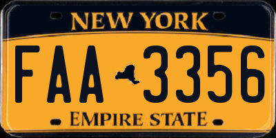 NY license plate FAA3356