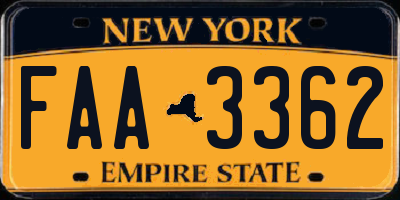 NY license plate FAA3362
