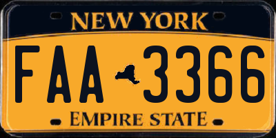 NY license plate FAA3366
