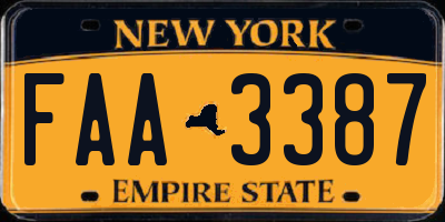 NY license plate FAA3387