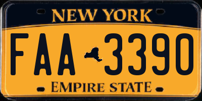 NY license plate FAA3390