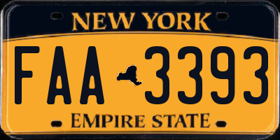 NY license plate FAA3393