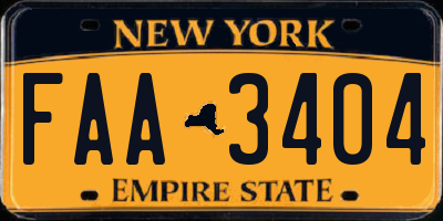 NY license plate FAA3404