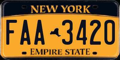 NY license plate FAA3420