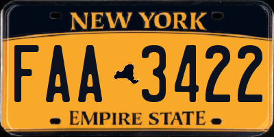 NY license plate FAA3422