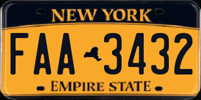 NY license plate FAA3432