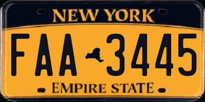 NY license plate FAA3445