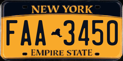 NY license plate FAA3450