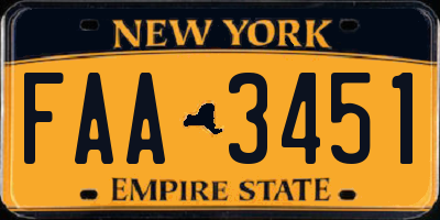 NY license plate FAA3451