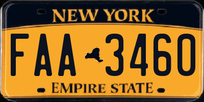 NY license plate FAA3460