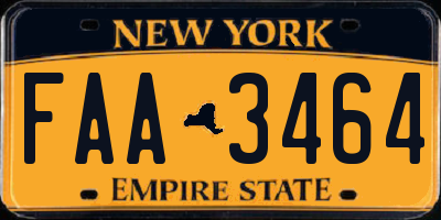 NY license plate FAA3464