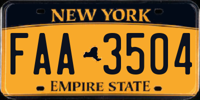 NY license plate FAA3504