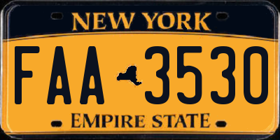 NY license plate FAA3530