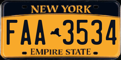 NY license plate FAA3534
